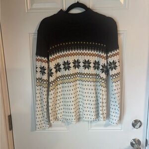 Maurices Black and Cream Patterned Turtleneck Sweater